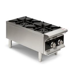 Vollrath HPG2-12 12" Countertop Manual Gas Commercial Hotplate - Convertible, Stainless Steel, Gas Type: Convertible