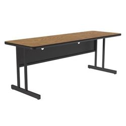 Correll CS2472-06-09-09 Rectangular Desk Height Work Station, 72"W x 24"D - Medium Oak/Black T-Mold, Brown