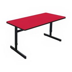 Correll CSA2448-35 Desk Height Work Station, 1 1/4" Top, Adjust to 29", 48" x 24", Red/Black