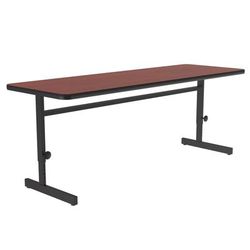 Correll CSA2460-21-09-09 Rectangular Adjustable Height Work Station, 60"W x 24"D - Cherry/Black T-Mold, Red
