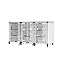 Luxor MBS-STR-31-9L 28 3/4" 3 Side by Side Modular Classroom Storage Cabinets w/ 9 Large Bins, Steel, White