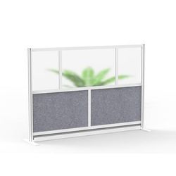 Luxor MW-7048-FCG Modular Room Divider Starter Wall w/ PET & Acrylic Panels, 70"W x 48"H, Gray