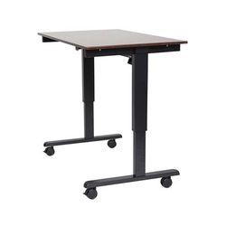 Luxor STANDE-60-BK/DW 60" Electric Standing Desk - Black Frame w/ Dark Walnut Surface, Brown