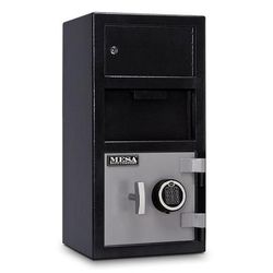 Mesa MFL2014E-OLK BLKGR 1 1/2 cu ft 2 Compartment Drop Safe w/ Electronic Lock, All Steel, Black / Grey