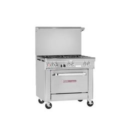 Southbend 4363D-2CR NG 36" 2 Burner Commercial Gas Range w/ Charbroiler & Standard Oven, Natural Gas, Stainless Steel, Gas Type: NG