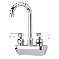 Krowne 14-400L-L-G2 Wall Mount Faucet w/ 3 1/2" Gooseneck Spout & Lever Handles - 4" Centers, 0.5 GPM