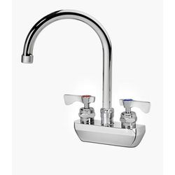 Krowne 14-401L-L-H2 Wall Mount Faucet w/ 6" Gooseneck Spout & Lever Handles - 4" Centers, 0.5 GPM