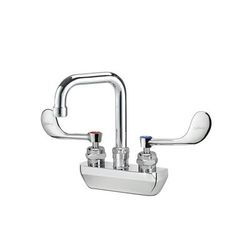 Krowne 14-430L-W-F1 Wall Mount Faucet w/ 4 1/2" Double Bend Spout & VR Wrist Action Handles - 4" Centers, 0.5 GPM