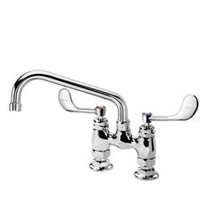 Krowne 15-408L-W-H2 Raised Deck Mount Faucet w/ 8" Swing Spout & VR Wrist Action Handles - 4" Centers, 0.5 GPM