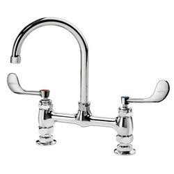 Krowne 15-801L-W-H2 Raised Deck Mount Faucet w/ 6" Gooseneck Spout & Wrist Action Handles - 8" Centers, 0.5 GPM