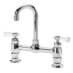 Krowne 15-825L-L-H4 Raised Deck Mount Faucet w/ 3 1/2" Gooseneck Spout & Lever Handles - 8" Centers, 1.5 GPM