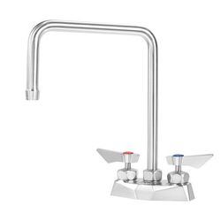 Krowne DX-302 Deck Mount Faucet w/ 8 1/2" Double Bend Gooseneck Spout - 4" Centers, Stainless Steel