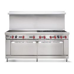 American Range AR-24G-8B-CL-126R 72" 6 Burner Commercial Gas Range w/ Griddle & (1) Standard & (1) Convection Ovens, Natural Gas, Stainless Steel, Gas Type: NG