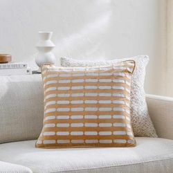 Kerra 22" Square Modern Cotton Mustard/Silver Gray Throw Pillow - Boutique Rugs