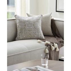 Kishi 20" Square Cotton Beige Throw Pillow - Boutique Rugs