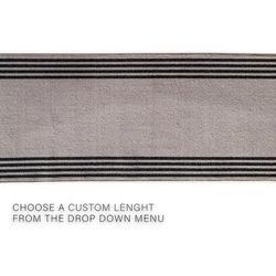 Custom Size Stripes Border Design Black&Gray Color Non-Slip Rubber Backing-26 Inch WidexYour Choice of Length Runner Rug