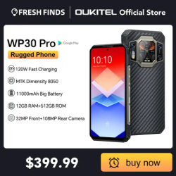 Oukitel WP30 Pro 5G Rugged 120W Super Charge 11000 mAh 6.78" FHD+12GB+512GB 120HZ android 13 108MP Camera