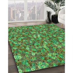 Ahgly Company Machine Washable Transitional Antique Bronze Green Area Rugs