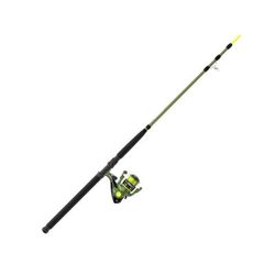Zebco Big Cat Spinning Reel and Rod Combo 8ft 2-PC Pole Multi-Layered Drag Stack Pre-Spooled w/ 25lb Hi-Vis Zebco Line SZ 60 Reel Forest Green