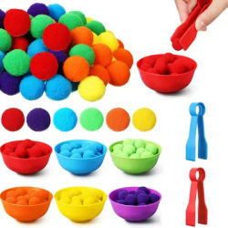 3 anni per bambini arcobaleno conteggio pompon giocattoli smistamento tazza giocattoli sensoriali