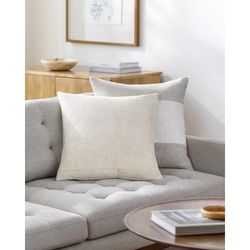 Ryann 18" Square Cottage Off White/Pearl/Light Silver/Brick Red Throw Pillow - Boutique Rugs