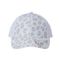 Infinity Her CHARLIE Women's Modern Trucker Cap in Snow Leopard/White size Adjustable | Cotton
