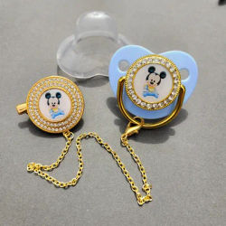 Disney Little Mickey Baby ciuccio con Clip a catena neonato BPA Free Luxury Bling ciuccio ciuccio in