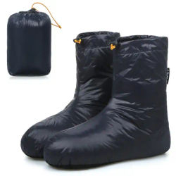 Lixada Winter Down Booties Socks Warm Soft Windproof Sleeping Slippers for Camping Sleeping Bag Tent Down Filled Boots