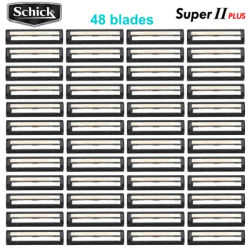 48 Blades Original Genuine Schick Super II PLUS Face Razor Blades Double lubrication Vitamin B5 Lubricating Shaver Replacement