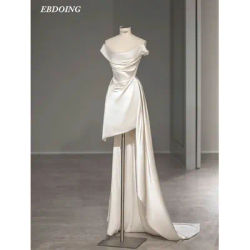 Newest Wedding Dress Mermaid Satin Short 2 in 1 Scoop Neckline Off The Shoulder Customized Plus Sizes Vestidos De Novias