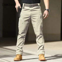 Plus Size Mens Casual Pants 2022 Summer Moto & Bike Pants Male Zipper Pockets Trouser New Solid Khaki Black Outdoor Leisure Pant