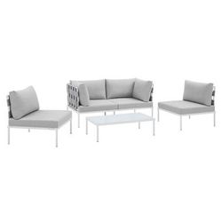 Harmony 4-Piece Sunbrella® Outdoor Patio Aluminum Seating Set - East End Imports EEI-4691-GRY-GRY-SET