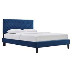 Roxanne Performance Velvet Twin Platform Bed - East End Imports MOD-7042-NAV