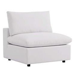 Commix Overstuffed Outdoor Patio Armless Chair - East End Imports EEI-4902-WHI