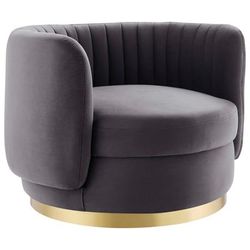 Embrace Tufted Performance Velvet Swivel Chair - East End Imports EEI-4997-GLD-GRY