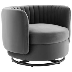 Embrace Tufted Performance Velvet Swivel Chair - East End Imports EEI-4998-BLK-GRY