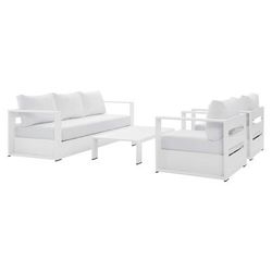 Tahoe Outdoor Patio Powder-Coated Aluminum 4-Piece Set - East End Imports EEI-5749-WHI-WHI