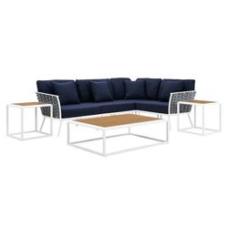 Stance 7 Piece Outdoor Patio Aluminum Sectional Sofa Set - East End Imports EEI-5756-WHI-NAV