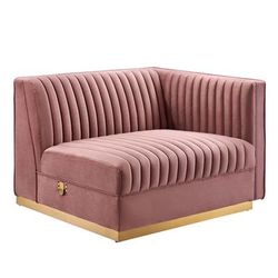 Sanguine Channel Tufted Performance Velvet Modular Sectional Sofa Right-Arm Chair - East End Imports EEI-6032-DUS