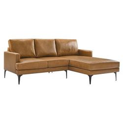 Evermore Right-Facing Vegan Leather Sectional Sofa - East End Imports EEI-6050-TAN