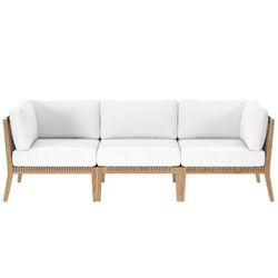 Clearwater Outdoor Patio Teak Wood Sofa - East End Imports EEI-6120-GRY-WHI