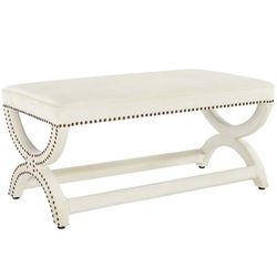 Expound Upholstered Nailhead Trim Performance Velvet Bench - East End Imports EEI-3069-IVO