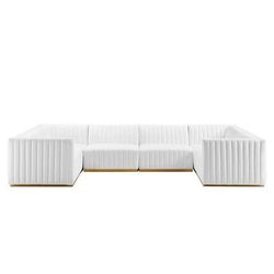 Conjure Channel Tufted Performance Velvet 6-Piece U-Shaped Sectional - East End Imports EEI-5851-GLD-WHI