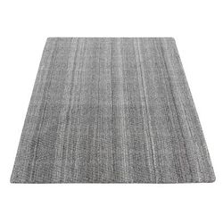 Shahbanu Rugs Battleship Gray, Modern Design, Wool, Hand Loomed, Plain, Sample Mat Oriental Rug (2'10"x3'2") - 2'10" x 3'2"