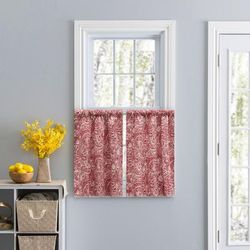 Segovia Curtain Rod Pocket Pairs by Ellis Curtains in Red (Size 100"W 72" L)