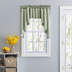 Stacey Curtain Color Lined Swag Set by Ellis Curtains in Sage (Size 126"W 63" L)