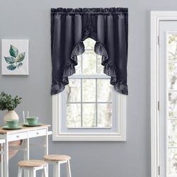 Stacey Curtain Ruffled Swag by Ellis Curtains in Black