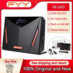 GTmedia-V8 UHD Satellite TV Receiver, 4K Ultra HD Decoder DVB-S2 T2 Cable Tuner, H.265, Built-in 2.4G WIFI, Support M3U CA Card