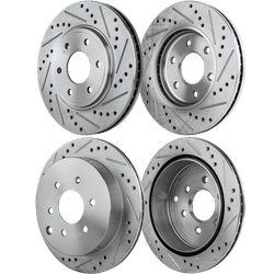 2009 Nissan Frontier SureStop Front and Rear Brake Discs, 4-Wheel Set, Cross-drilled and Slotted, Vented, 6 Lug Wheels, Rear Wheel Drive, Pro-Line Series