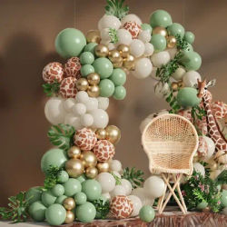 Guirlande de ballons vert Safari dans la Jungle, Kit en arc, fournitures de fête d'anniversaire pour enfants, motif de cerf, Ballons en Latex doré, décoration de réception-cadeau pour bébé